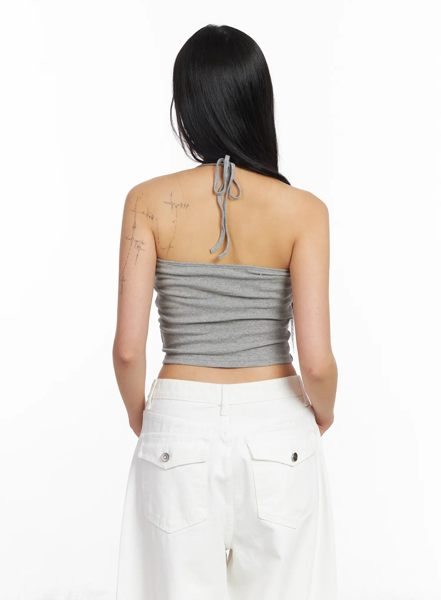 Ribbed Tie Halter Neck Top CF504 - Image 10