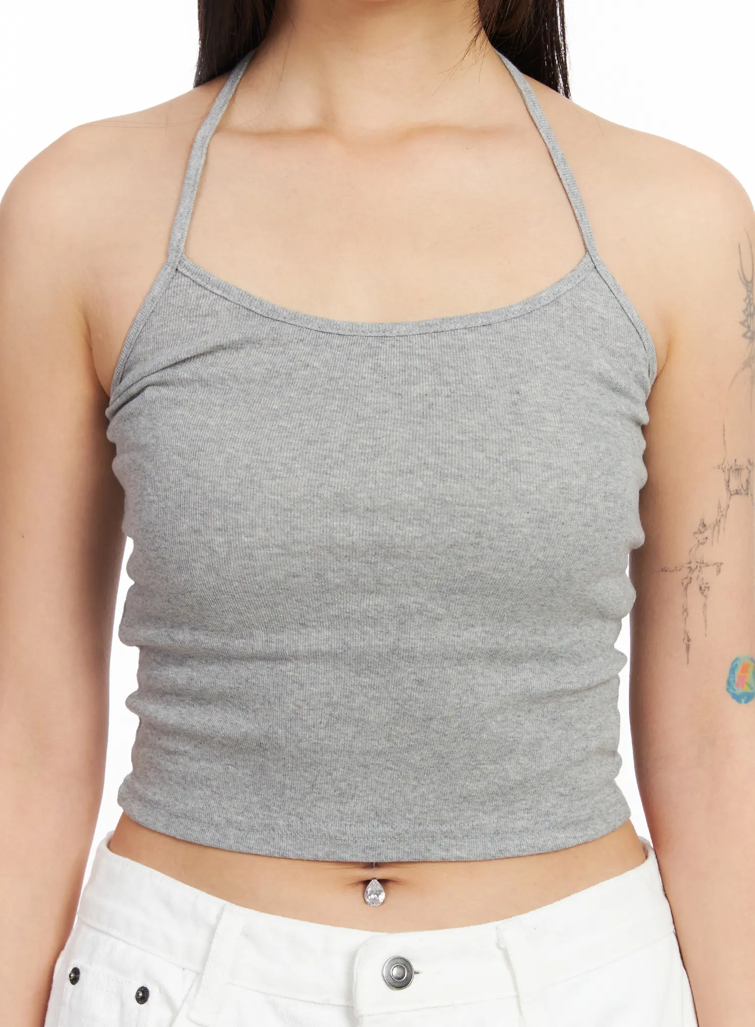 Ribbed Tie Halter Neck Top CF504 - Image 4