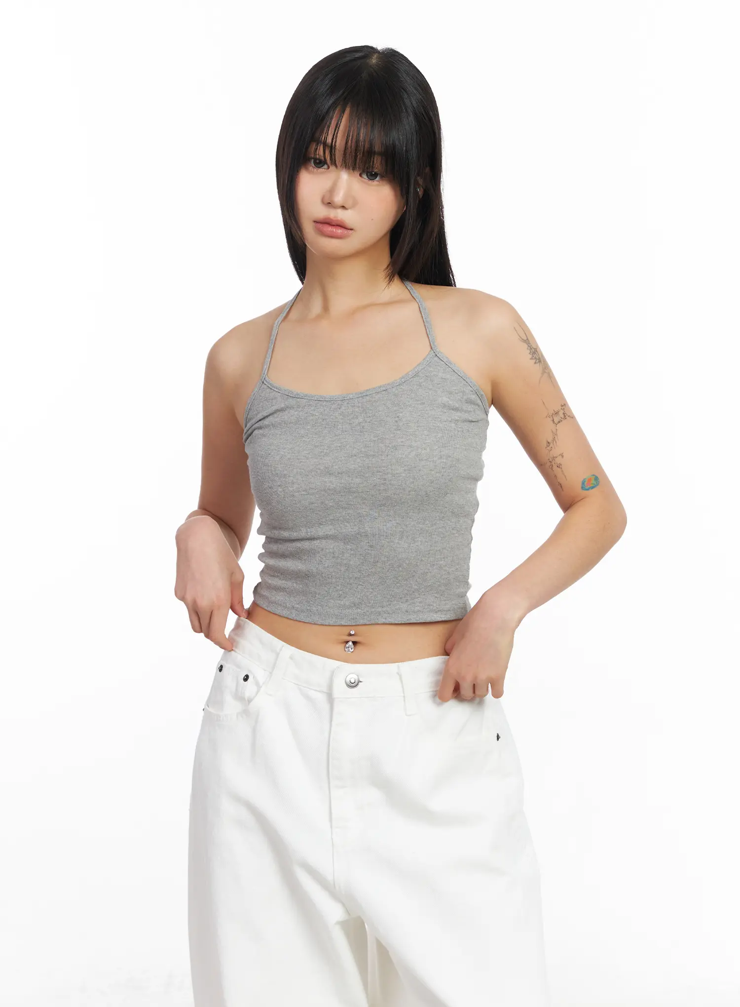 Ribbed Tie Halter Neck Top CF504 - Image 5