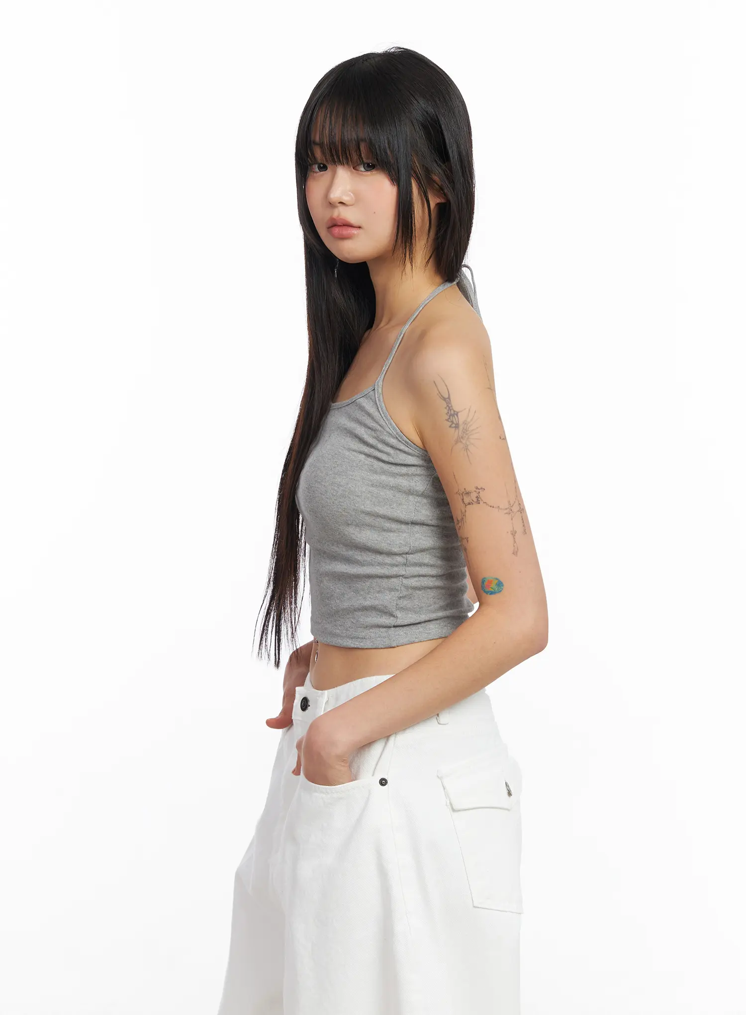 Ribbed Tie Halter Neck Top CF504 - Image 6