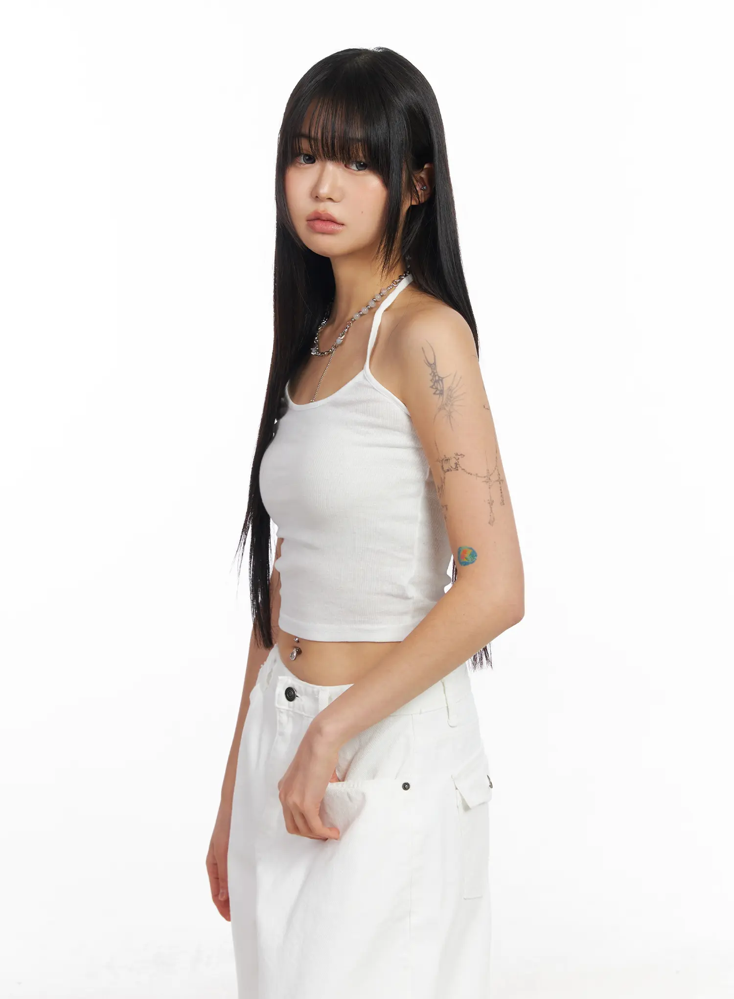 Ribbed Tie Halter Neck Top CF504 - Image 7