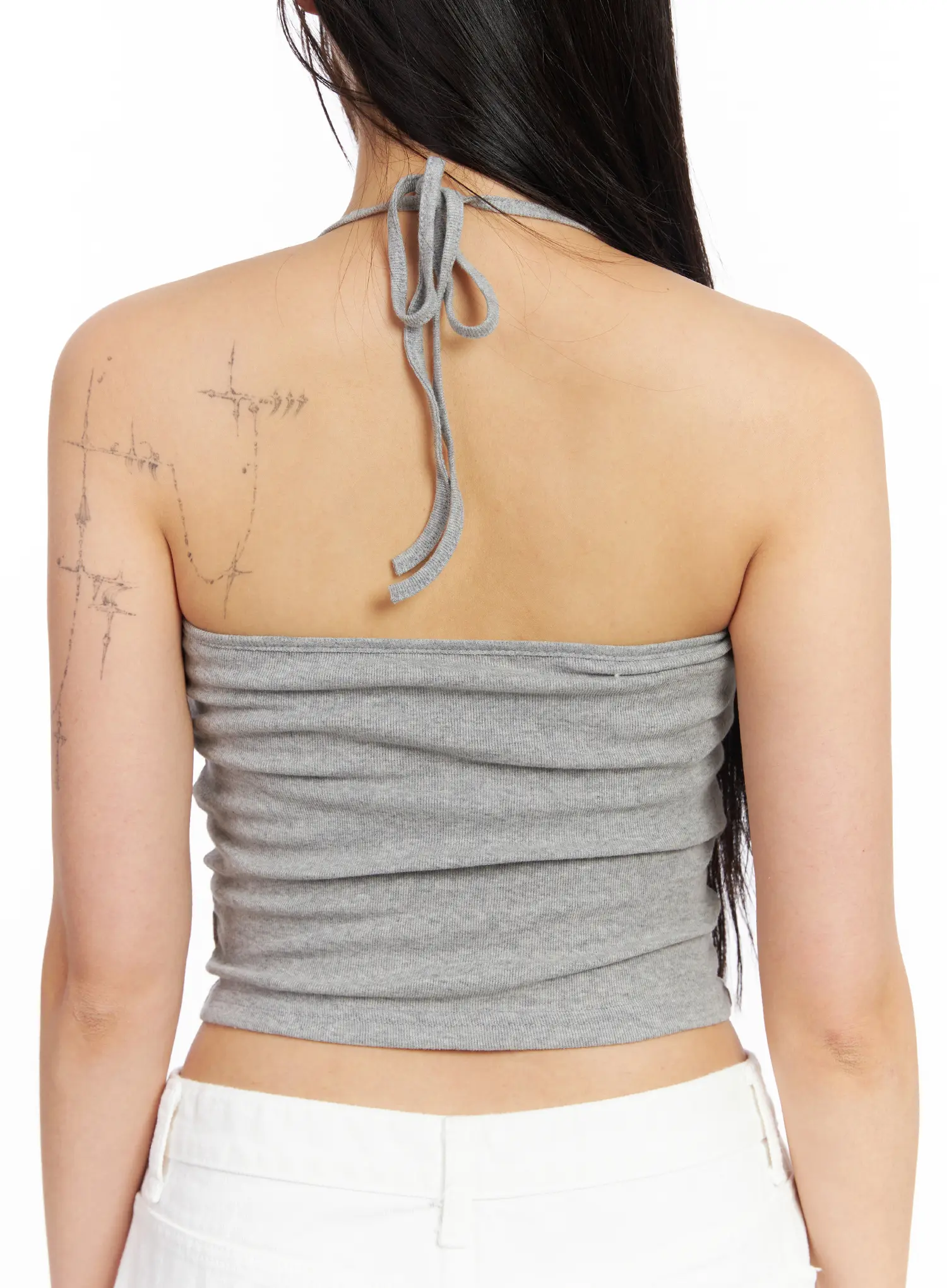Ribbed Tie Halter Neck Top CF504 - Image 9