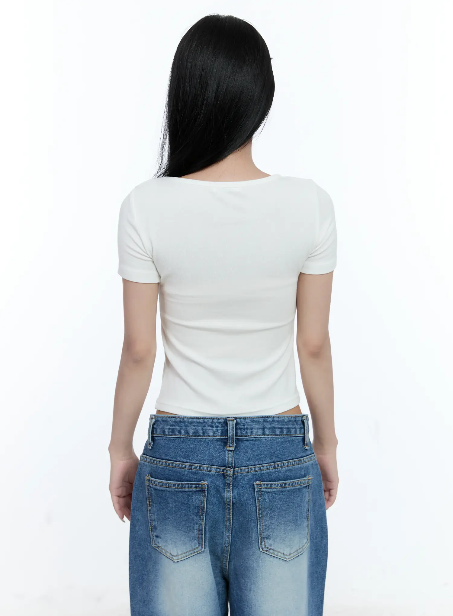 Ribbed U-Neck Crop Tee CL530 - Image 5