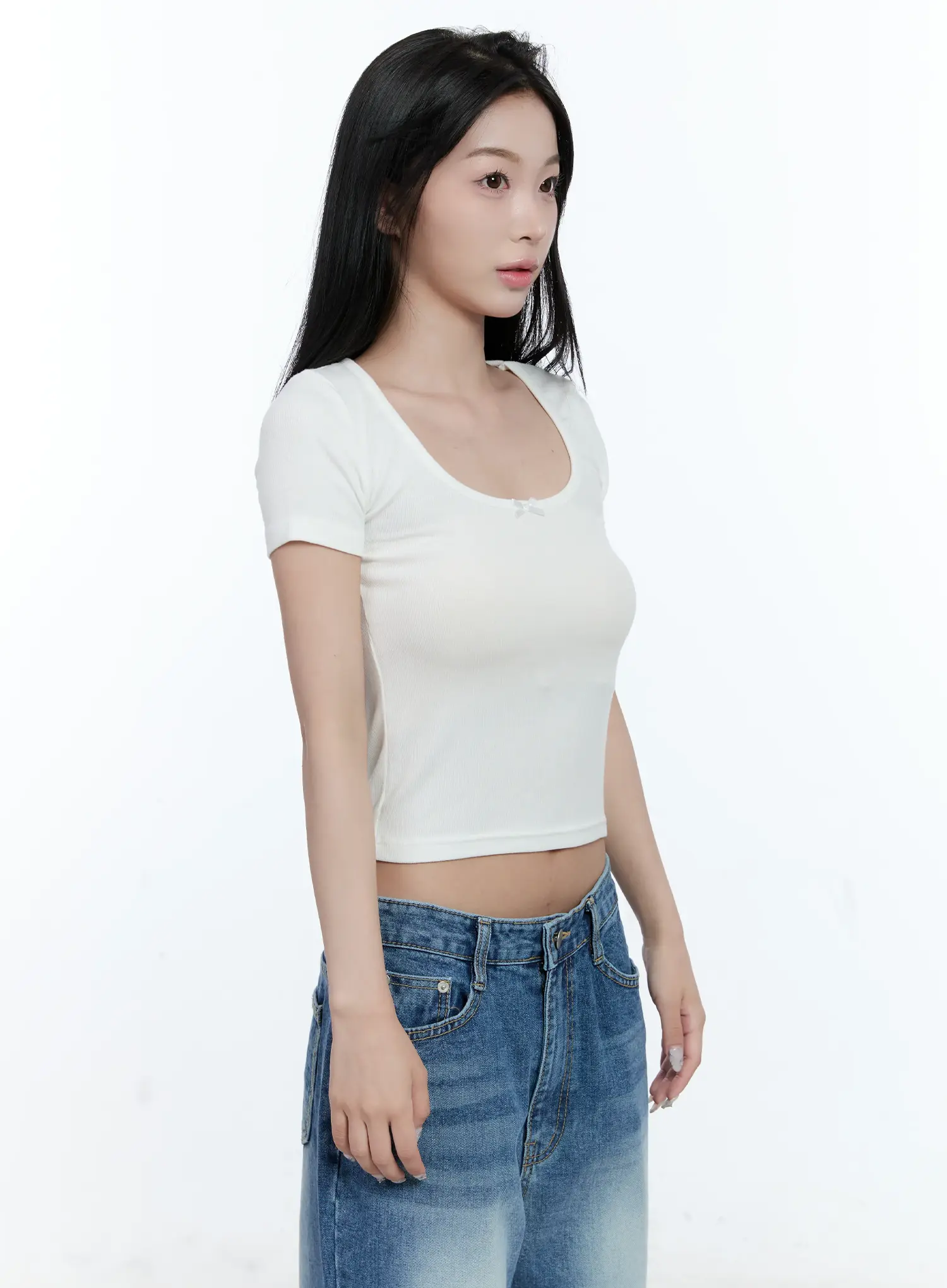 Ribbed U-Neck Crop Tee CL530 - Image 7