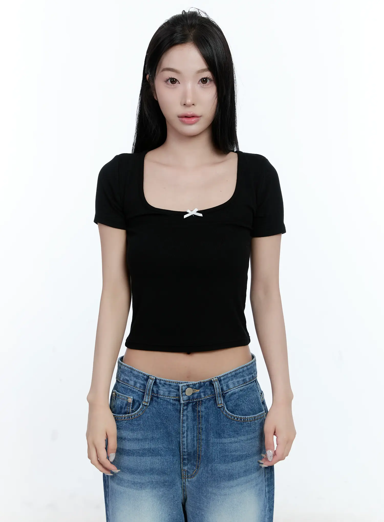 Ribbed U-Neck Crop Tee CL530 - Image 9