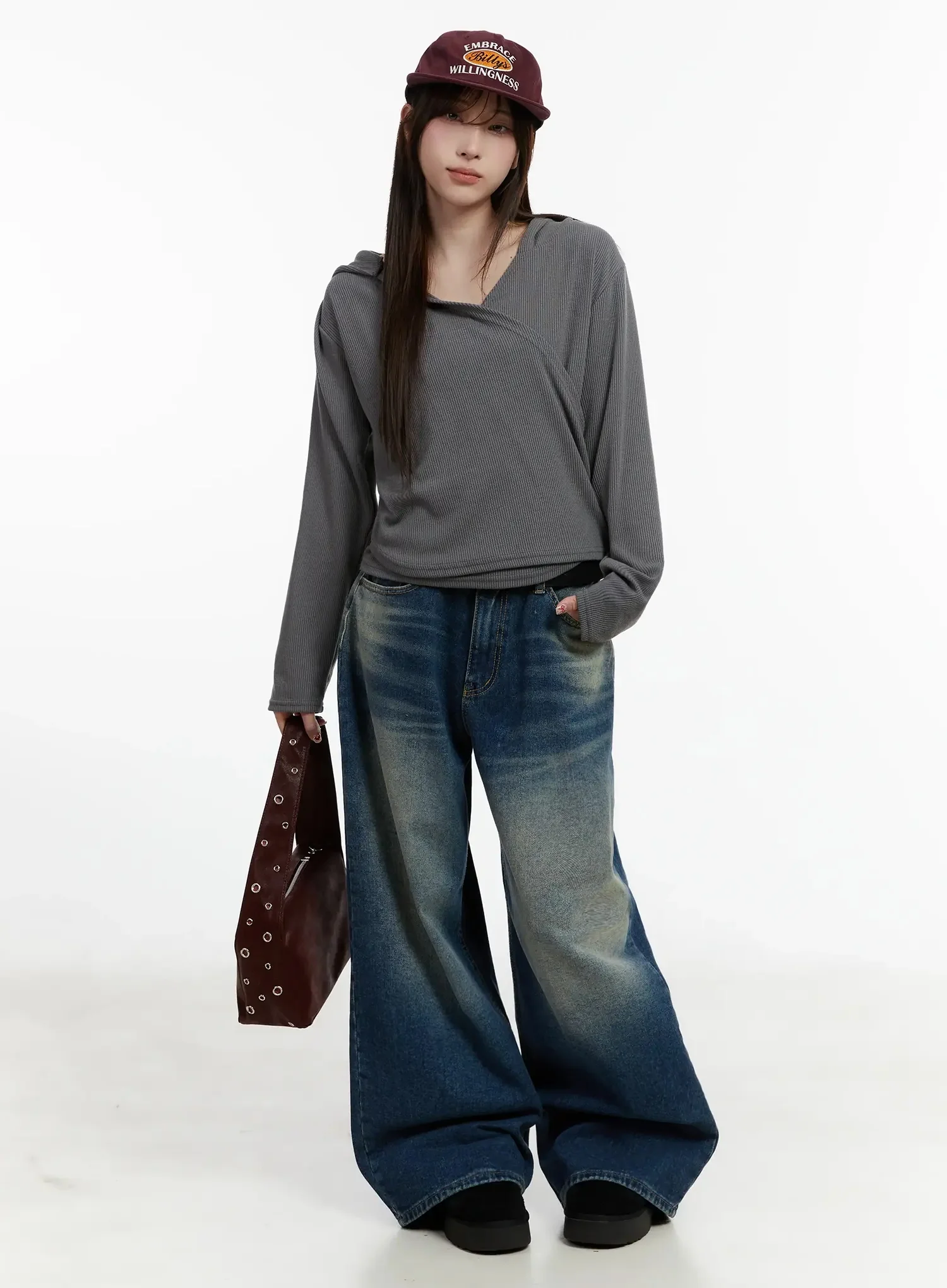 Ribbed Wrap Hoodie Top ID525 - Image 13