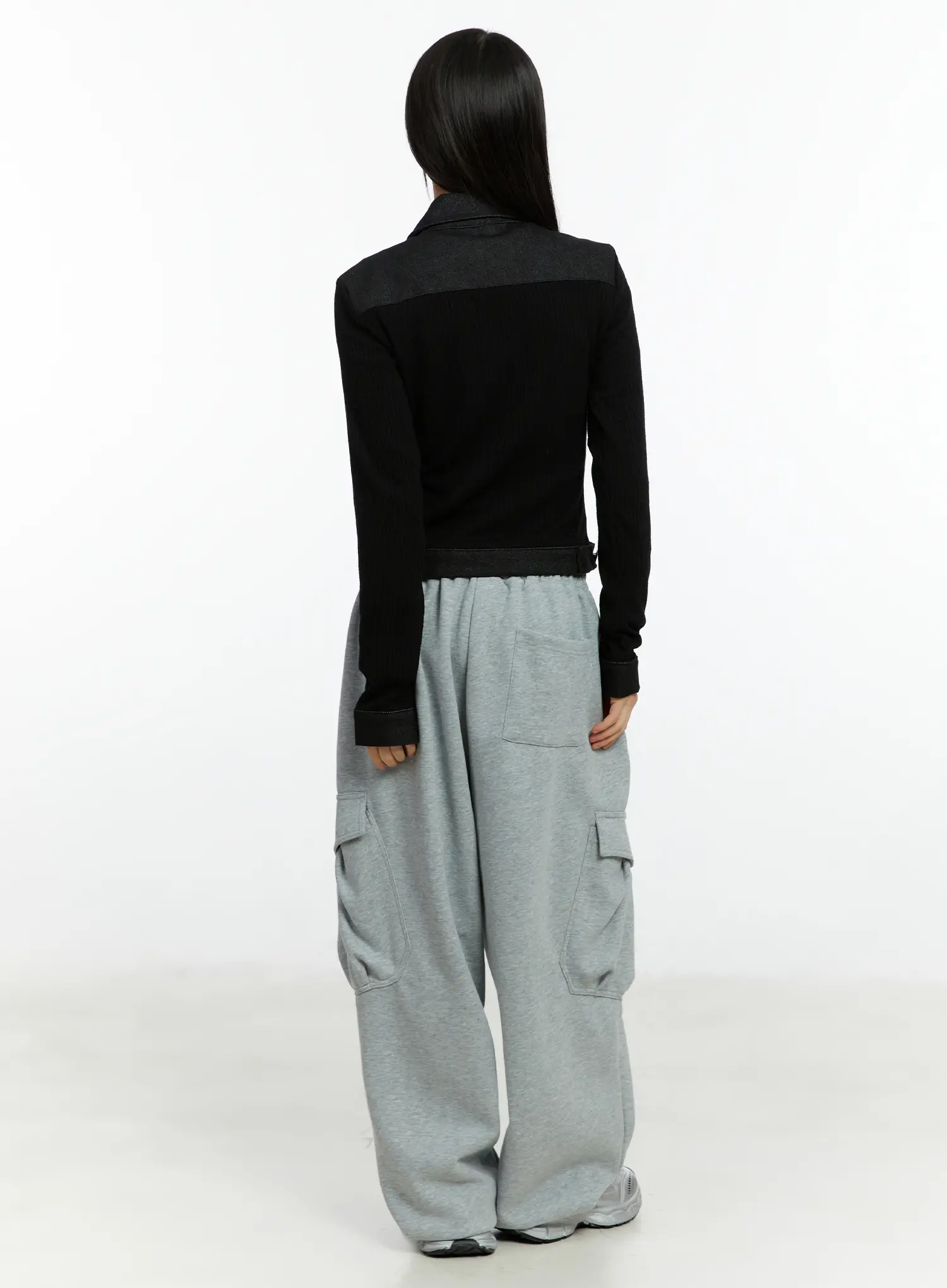 Ribbed Zip-Up Denim Jacket CF509 - Image 5