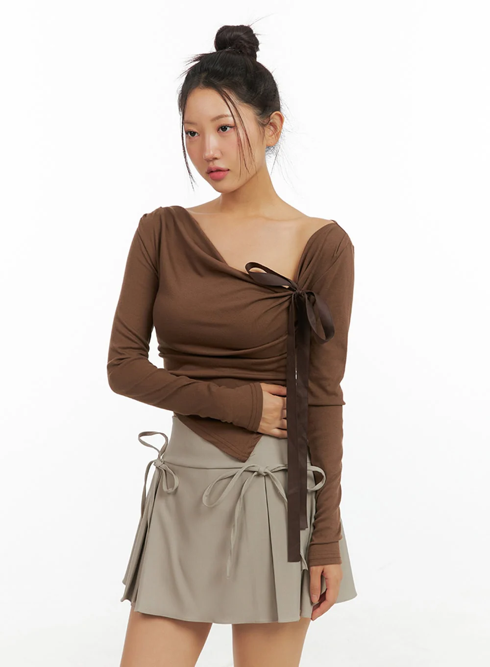 Ribbon Asymmetrical Slit Top IS402 - Image 4