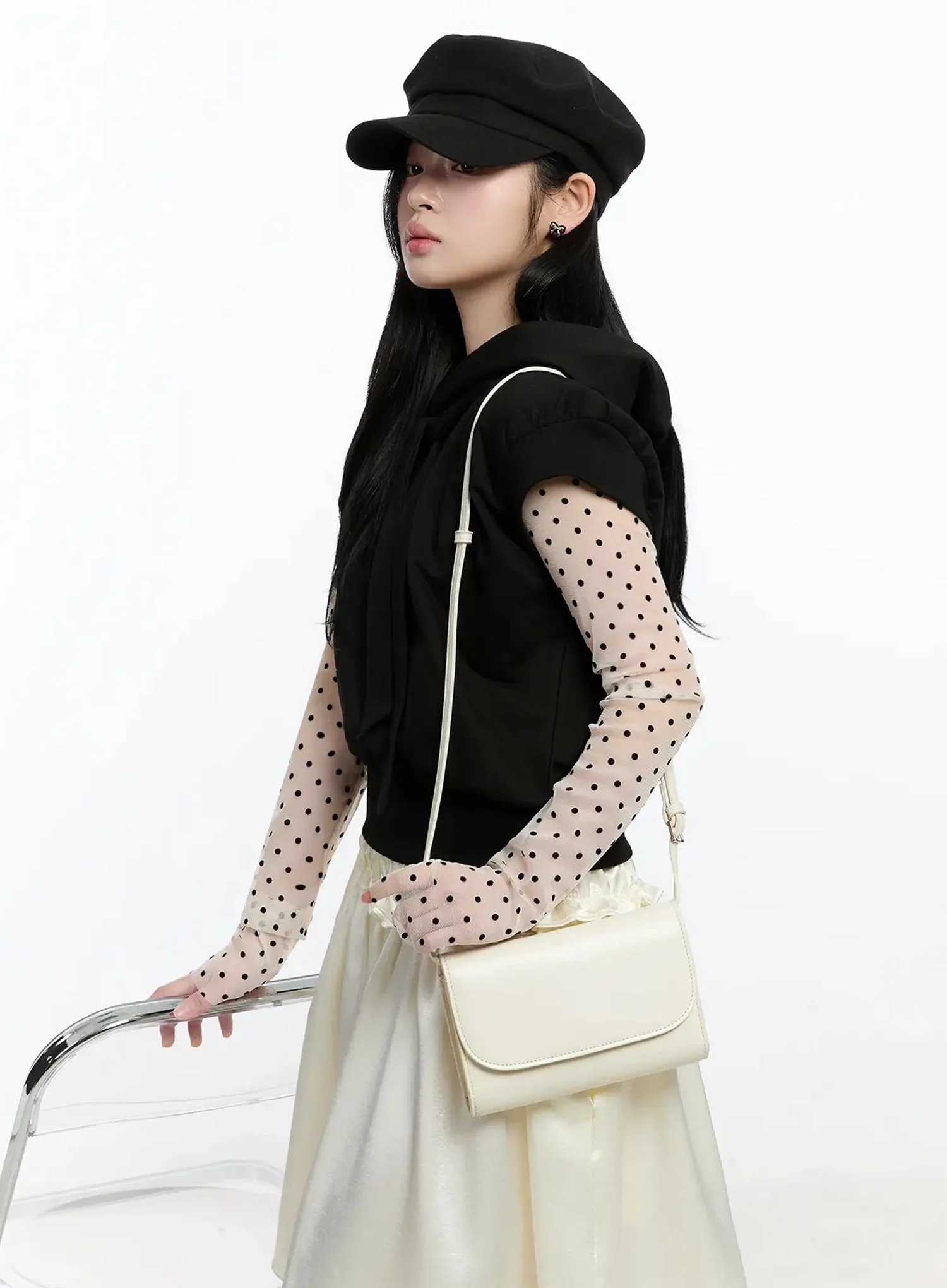 Ribbon Detail Short Sleeve Hoodie IM519
