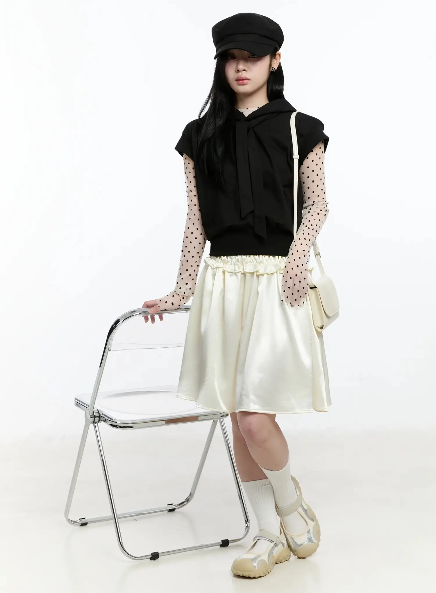 Ribbon Detail Short Sleeve Hoodie IM519 - Image 12