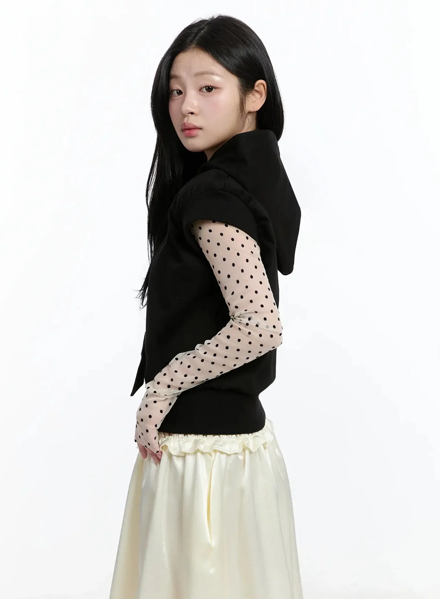Ribbon Detail Short Sleeve Hoodie IM519 - Image 8