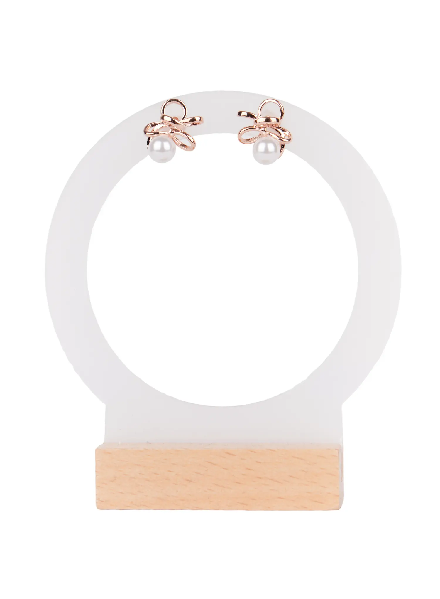Ribbon Faux Pearl Earrings CD514 - Image 6