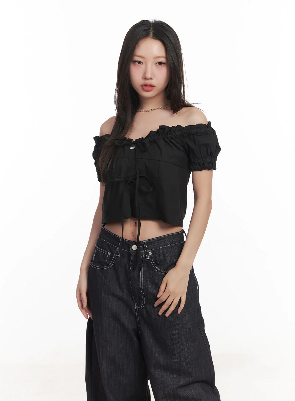 Ribbon Off-Shoulder Blouse Crop Top CA529 - Image 13