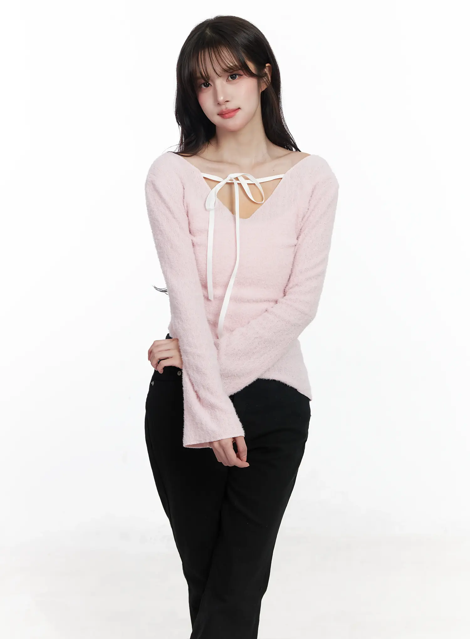 Ribbon Off-Shoulder Sweater IJ529 - Image 10