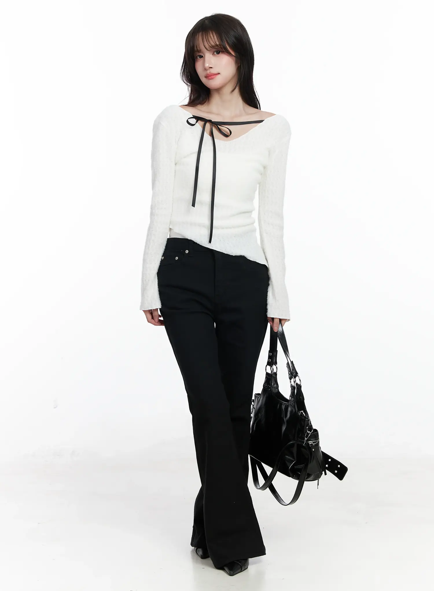 Ribbon Off-Shoulder Sweater IJ529 - Image 2
