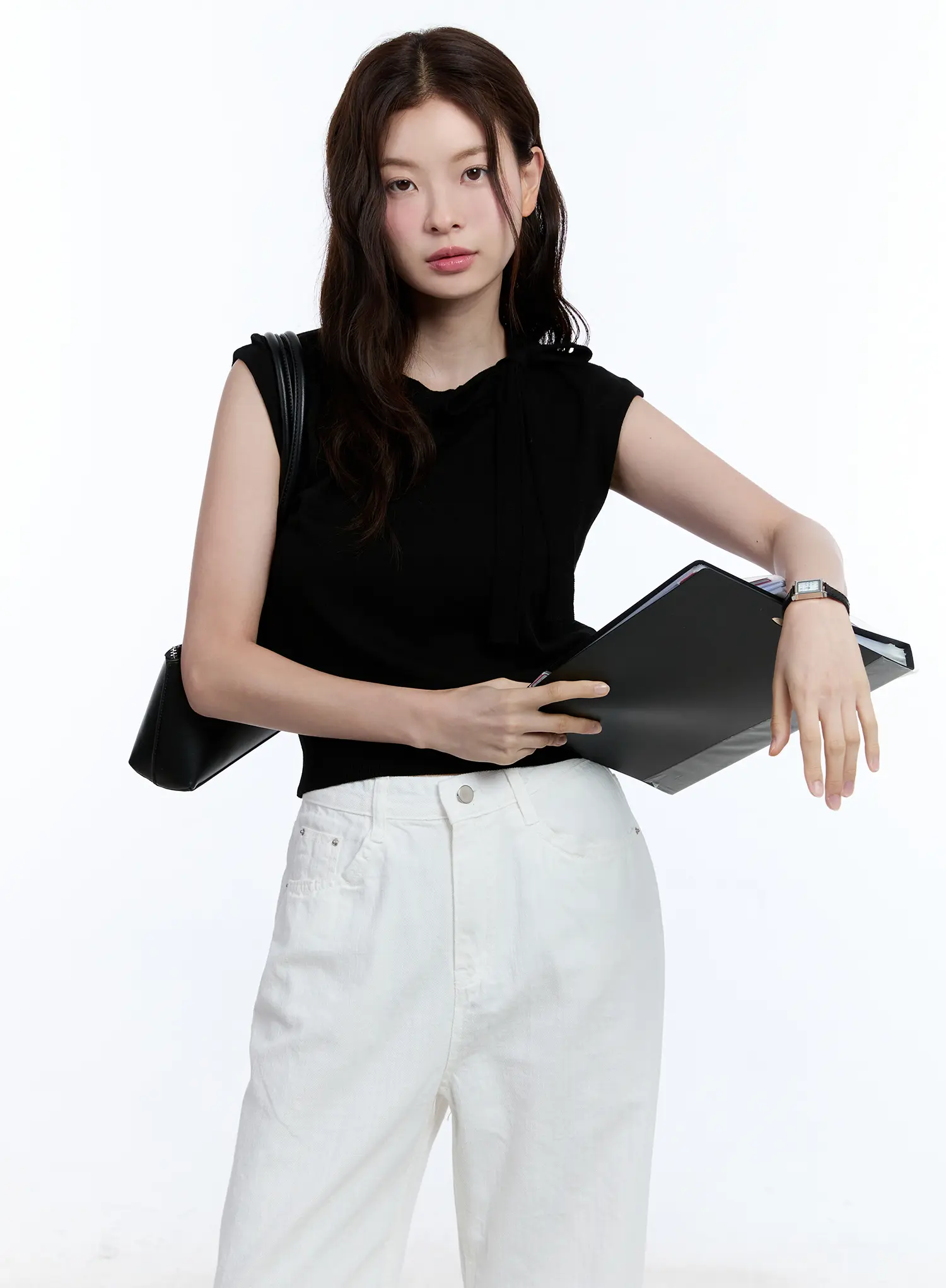 Ribbon Sleeveless Sweater CU513