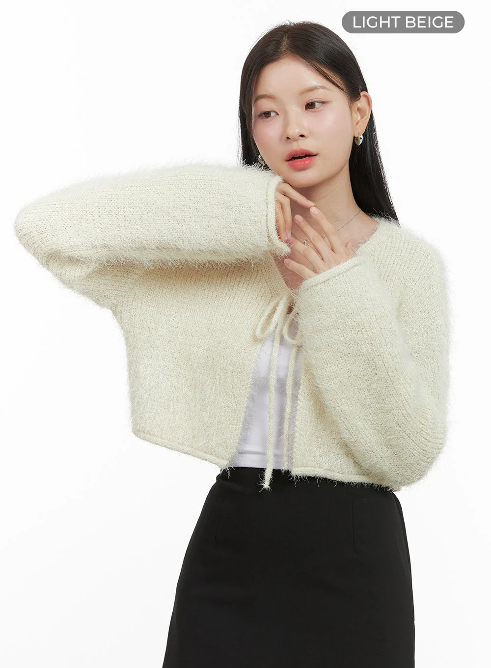 Ribbon-Trimmed Bolero Cardigan OS411 - Image 10