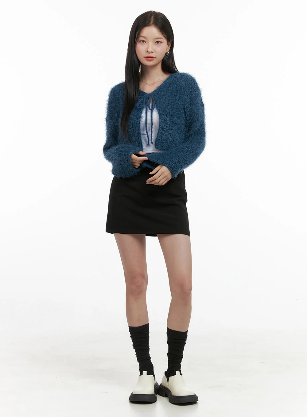 Ribbon-Trimmed Bolero Cardigan OS411 - Image 2