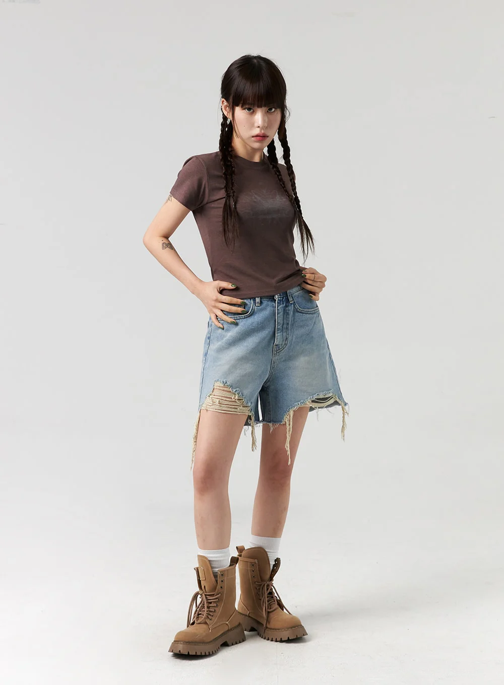 Ripped Hem Wide Leg Shorts CL327 - Image 10