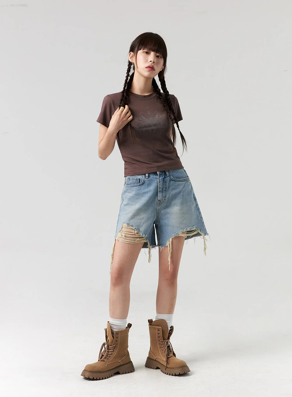 Ripped Hem Wide Leg Shorts CL327 - Image 8