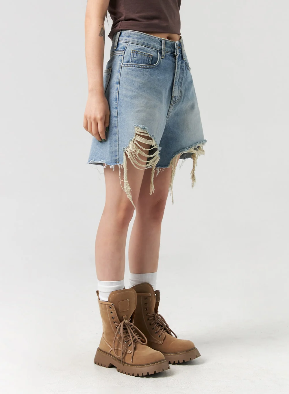 Ripped Hem Wide Leg Shorts CL327 - Image 9