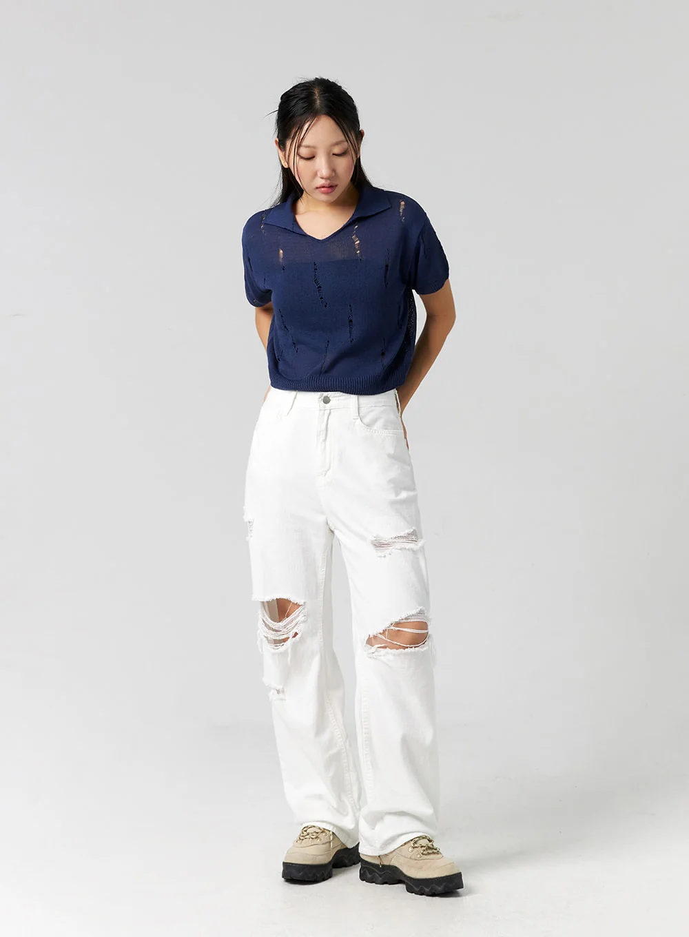 Ripped Wide Fit Cotton Pants CG310 - Image 7