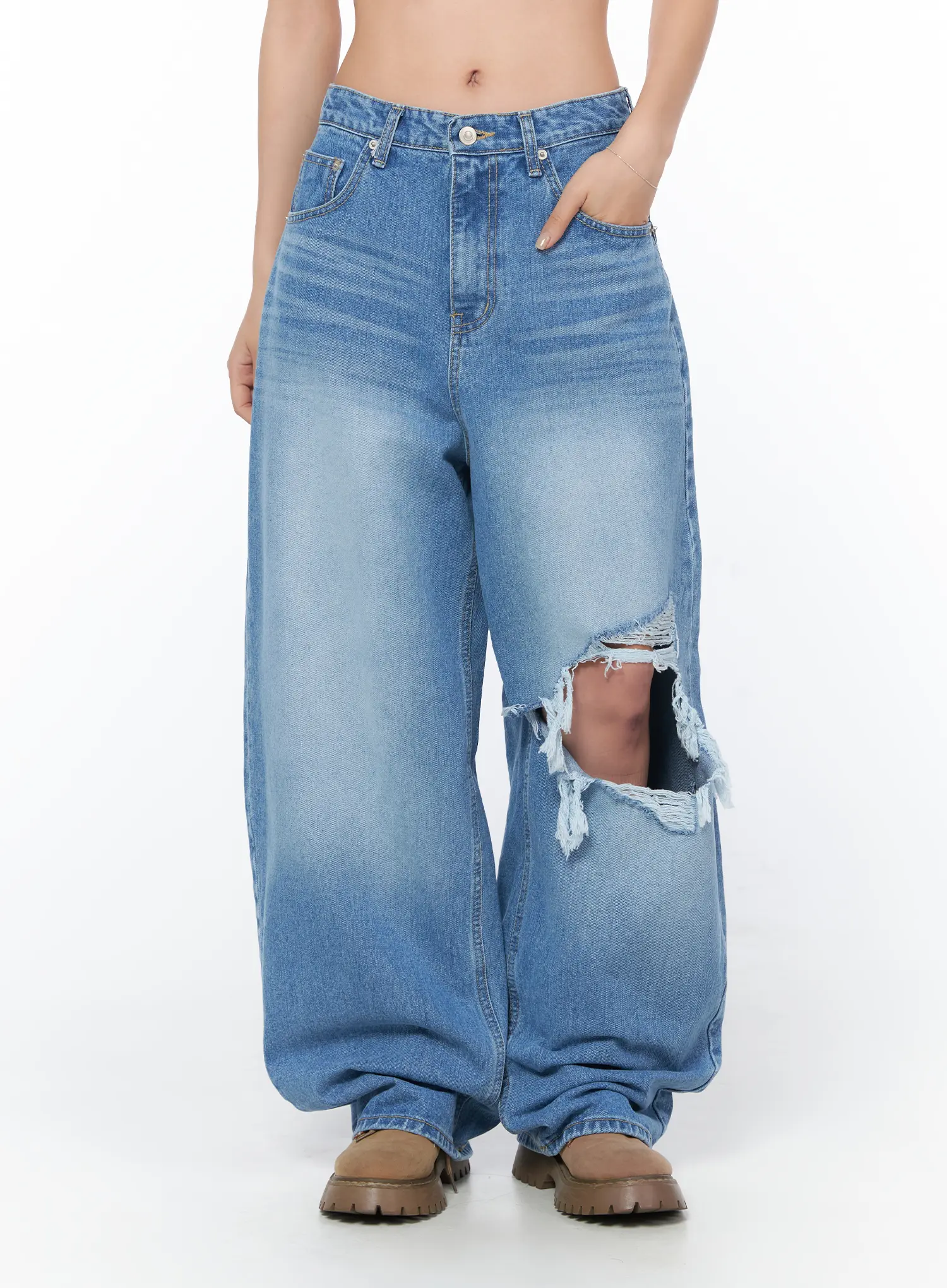 Rivka Distressed Wide Leg Jeans CY512 - Image 10