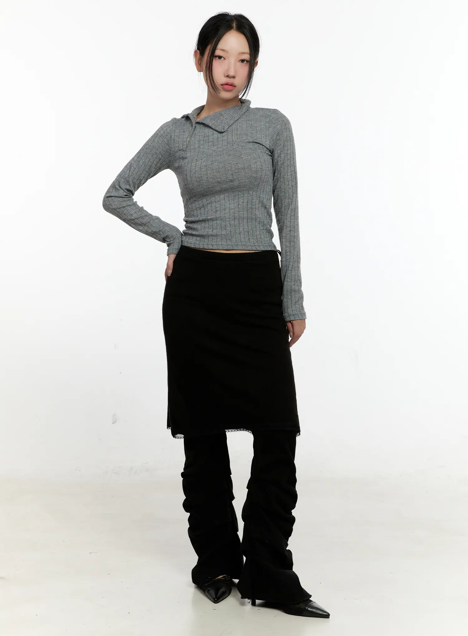 Romina Shirring Fleece Bootcut Pants CN505 - Image 5