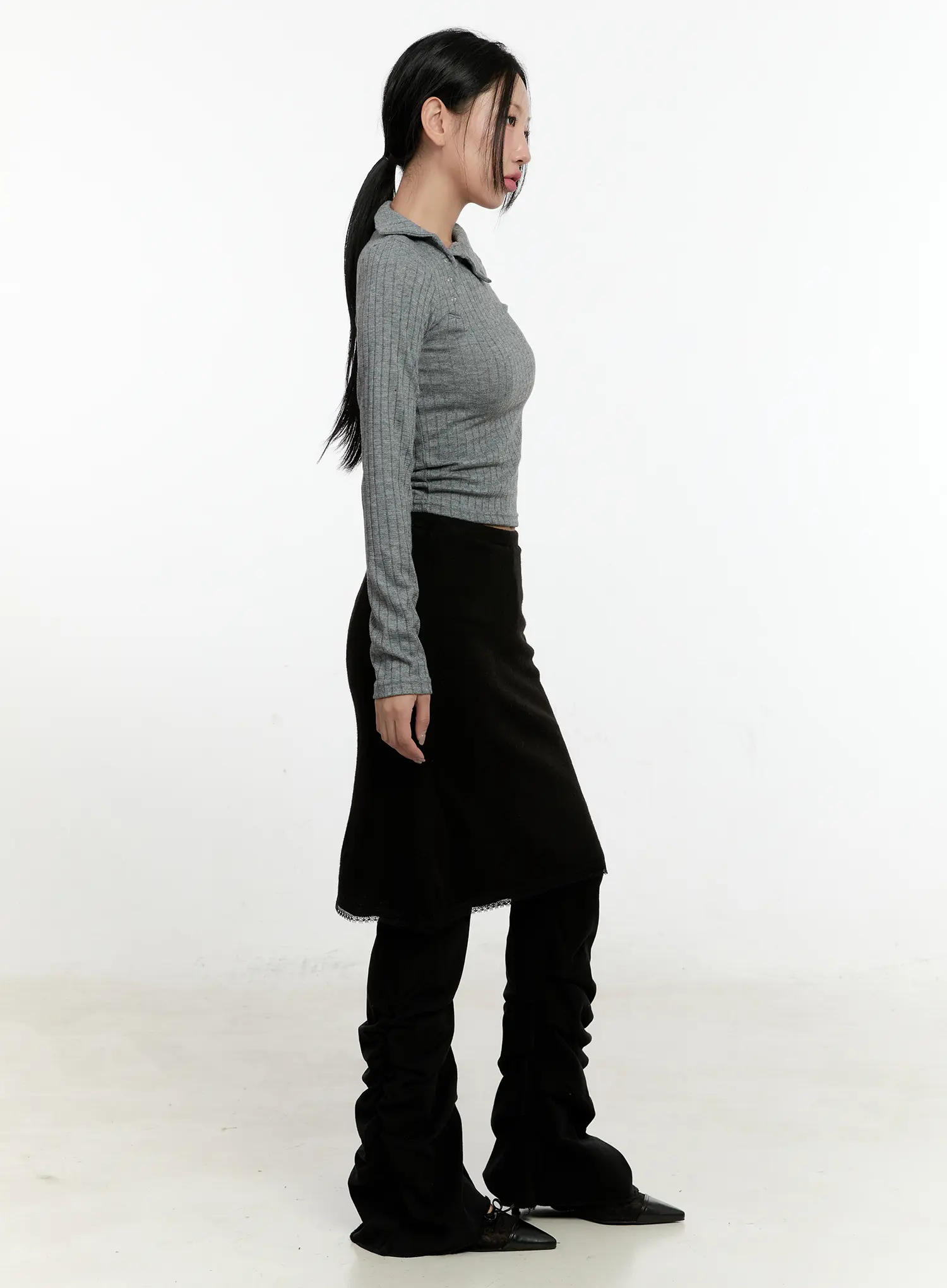 Romina Shirring Fleece Bootcut Pants CN505 - Image 6