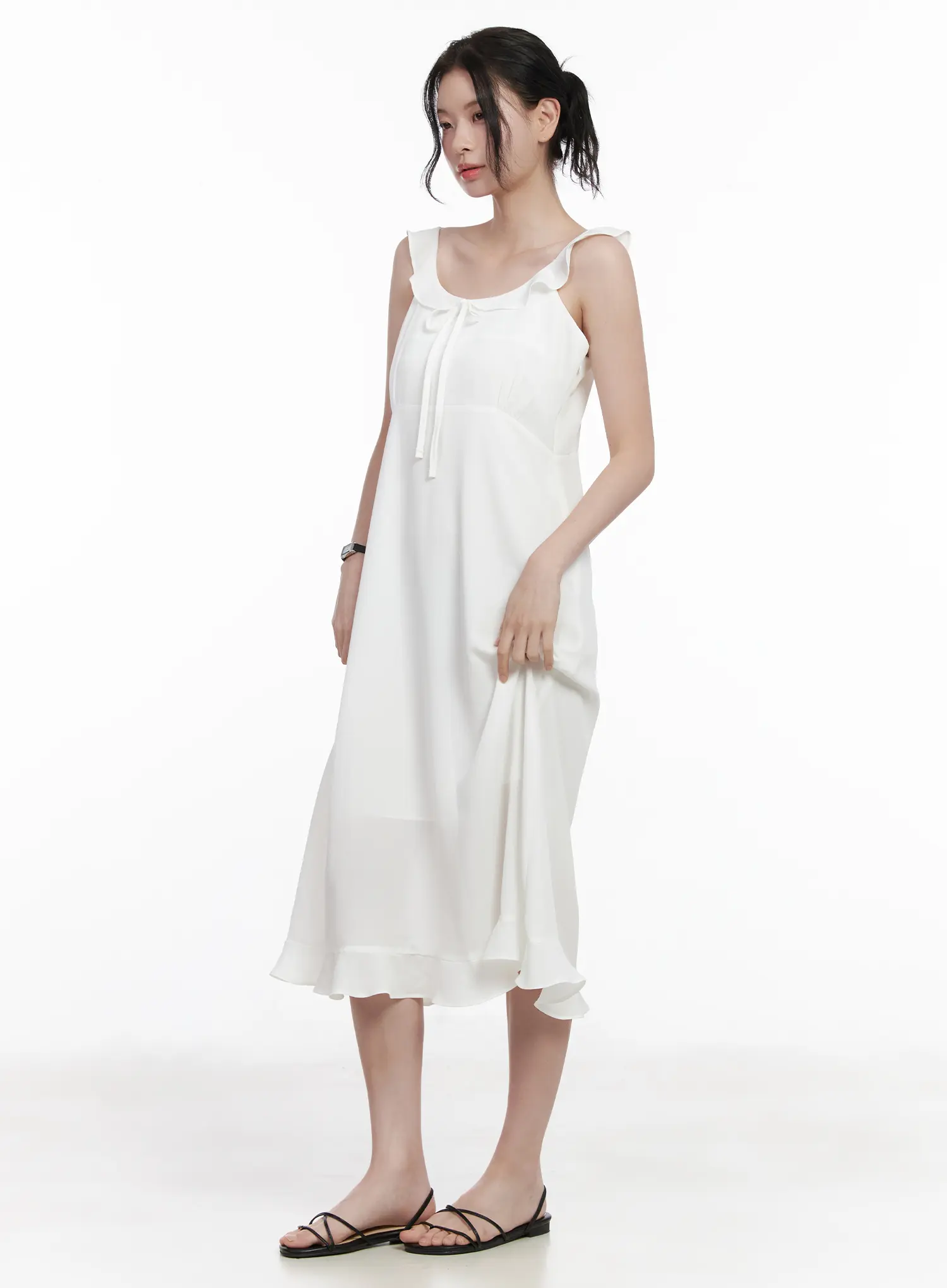 Round Neck Frill Maxi Dress CA509 - Image 6