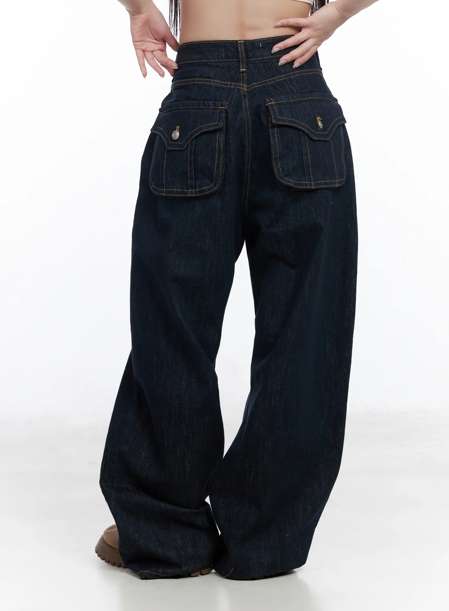 Rowyn Wide Leg Jeans with Pocket Detail CF523 - Image 4