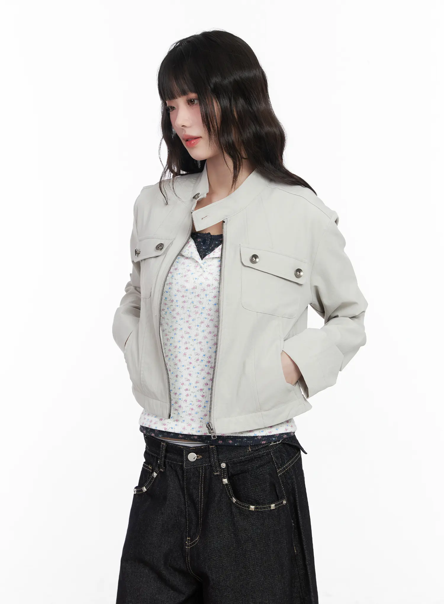 Ruched Pocked Zip-Up Jacket CM526 - Image 8
