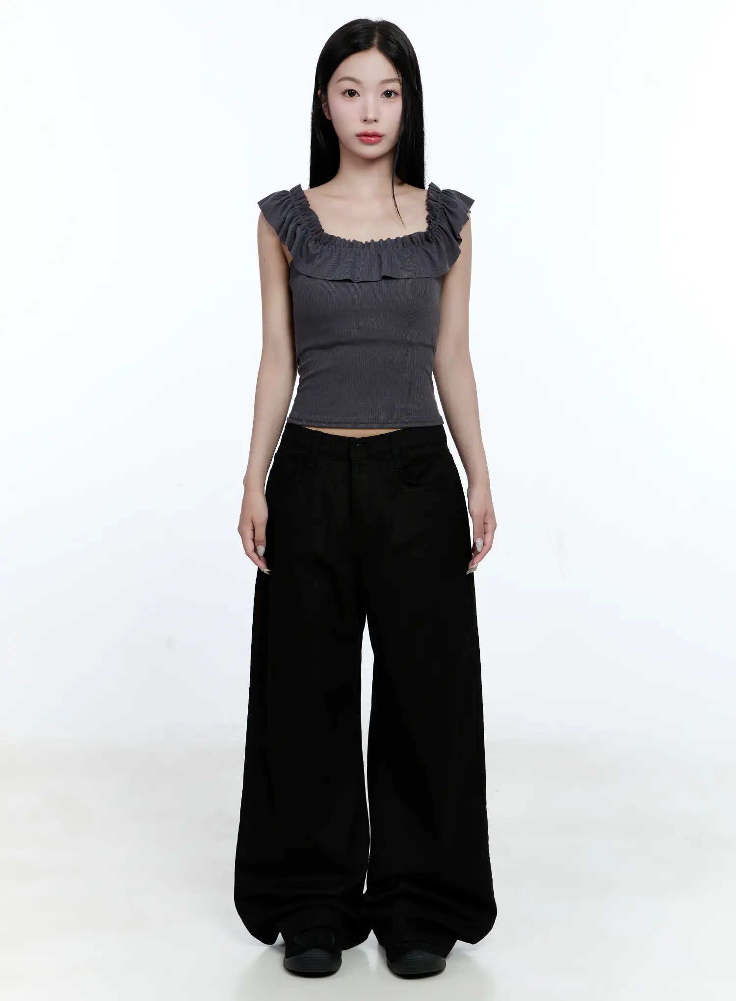 Ruffle Detail Square-Neck Top CG507 - Image 2