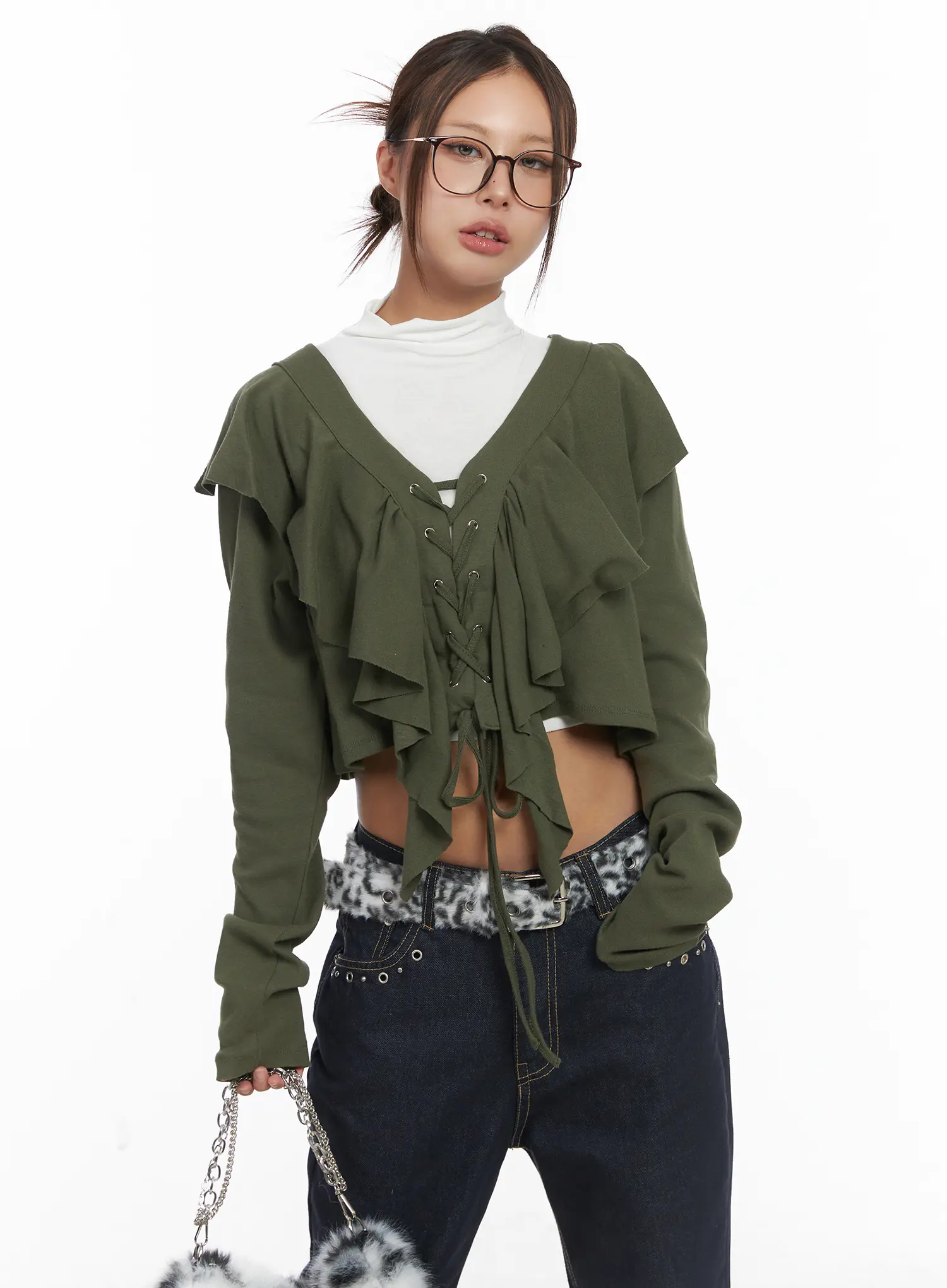 Ruffle V-Neck Cardigan CJ512