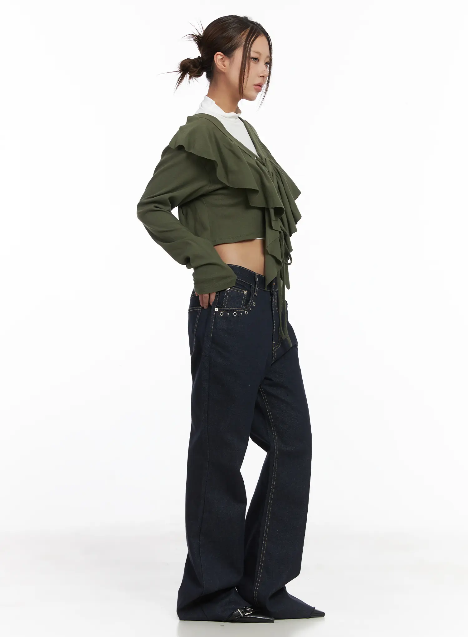 Ruffle V-Neck Cardigan CJ512 - Image 4