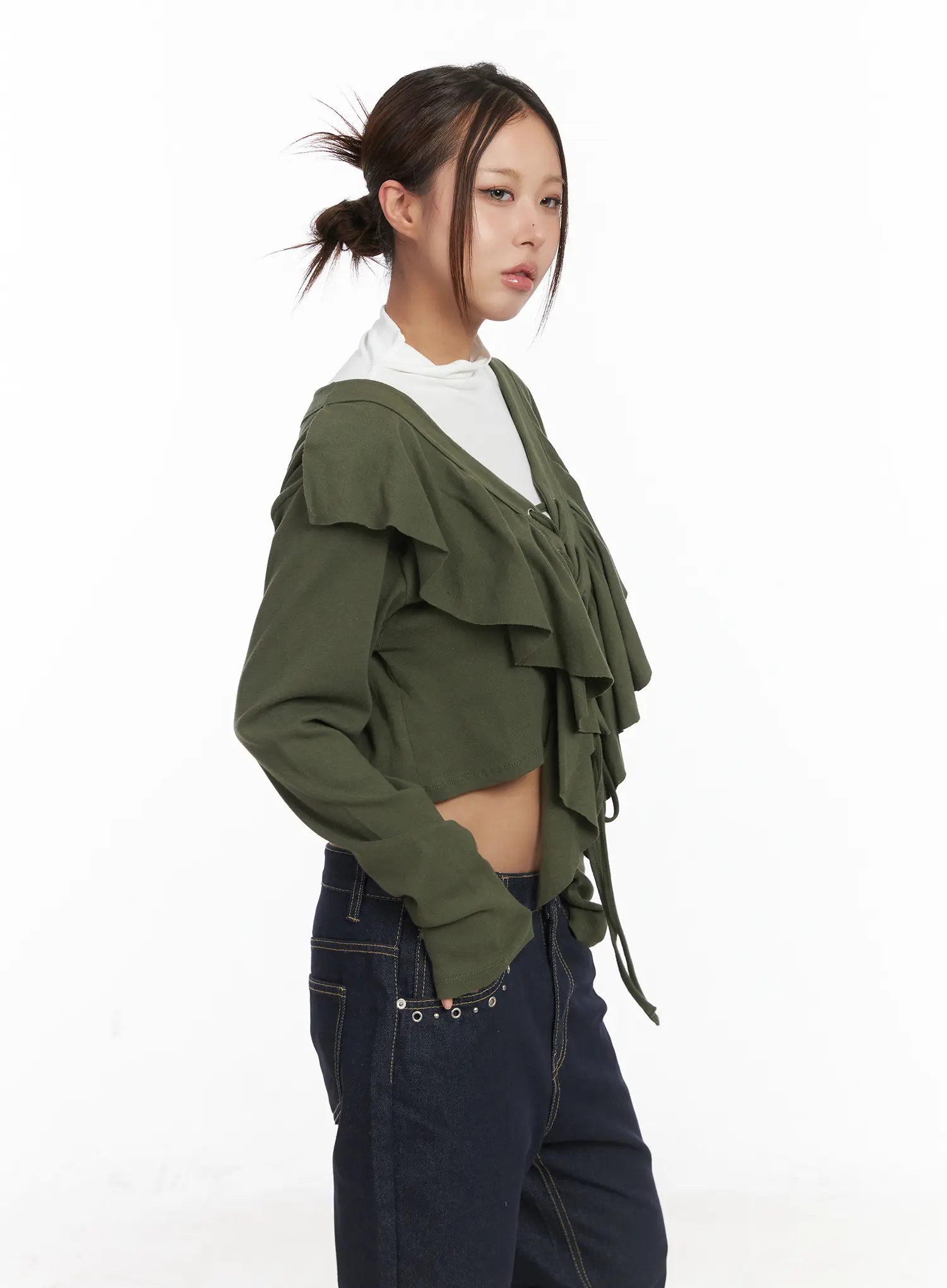 Ruffle V-Neck Cardigan CJ512 - Image 6