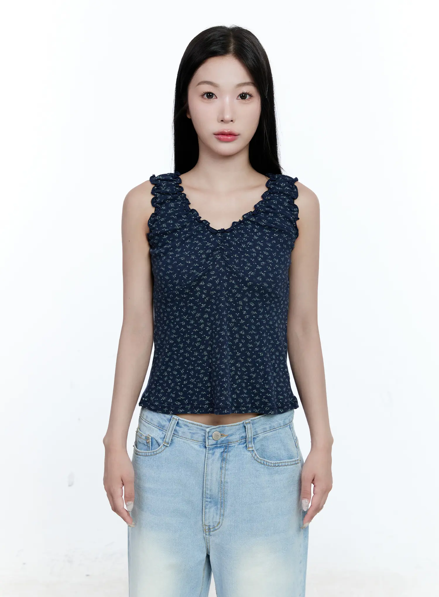 Ruffle V-Neck Sleeveless Top CG512 - Image 10