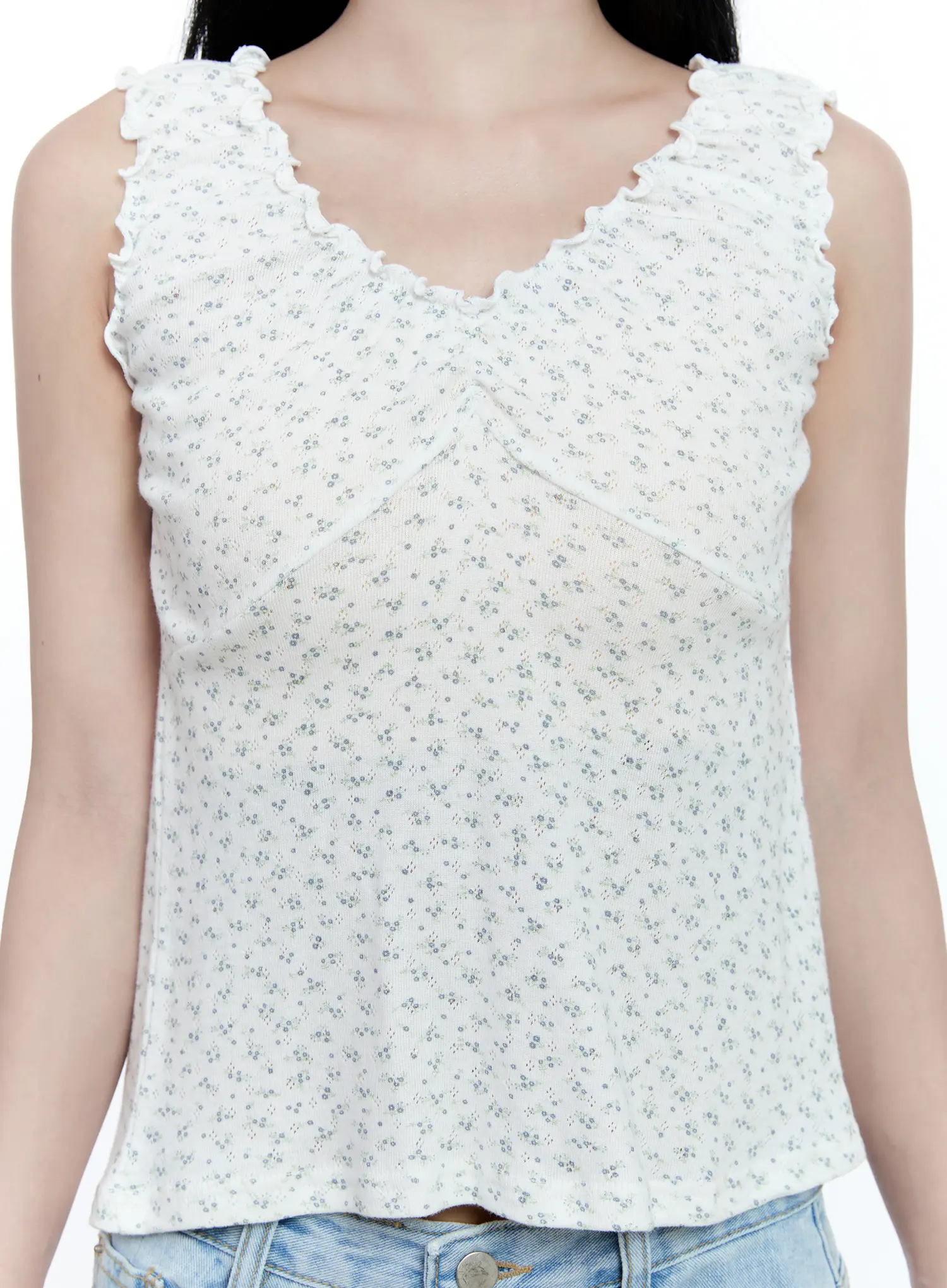 Ruffle V-Neck Sleeveless Top CG512 - Image 9