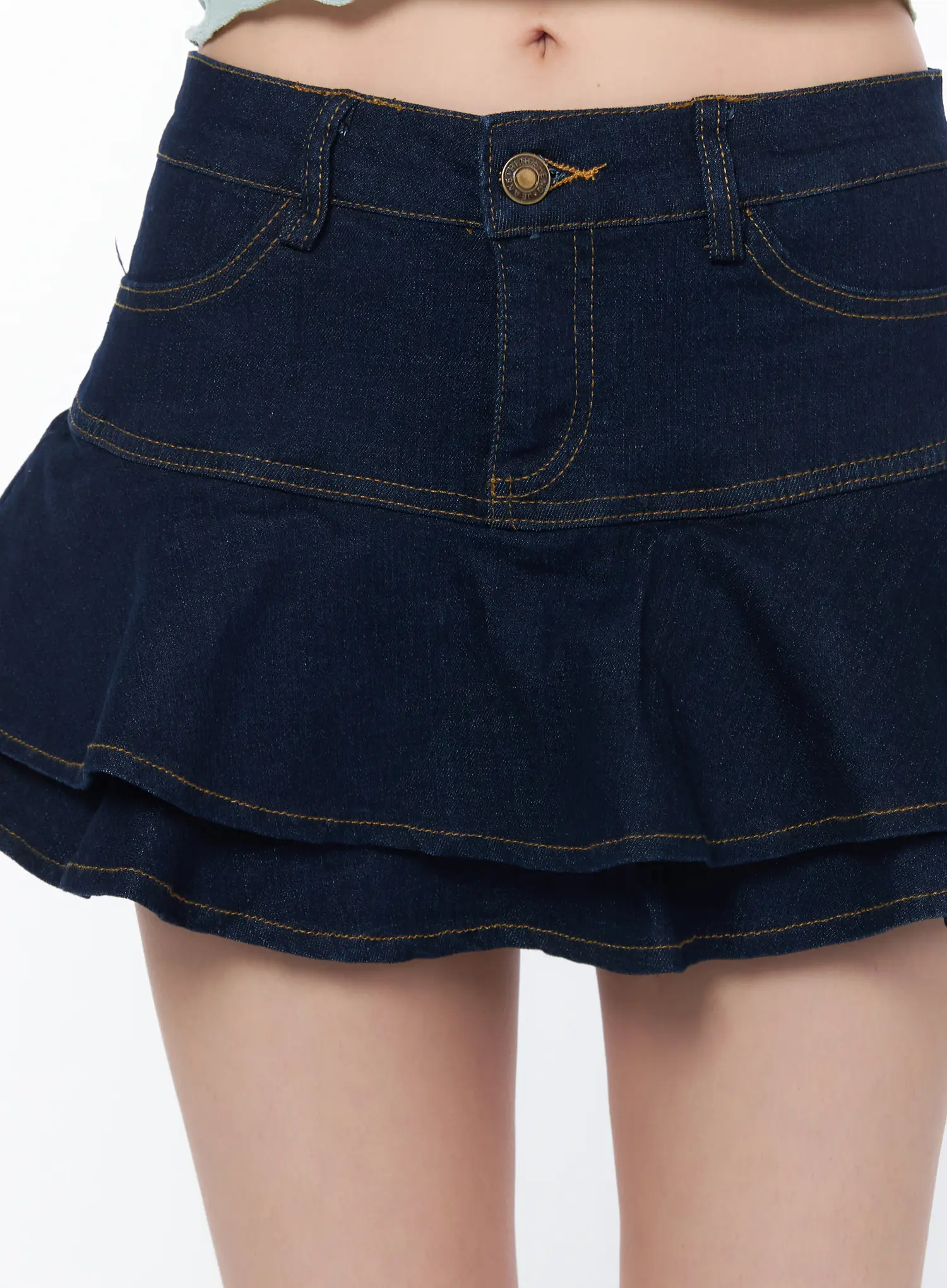 Ruffled Denim Mini Skirt CA530 - Image 3