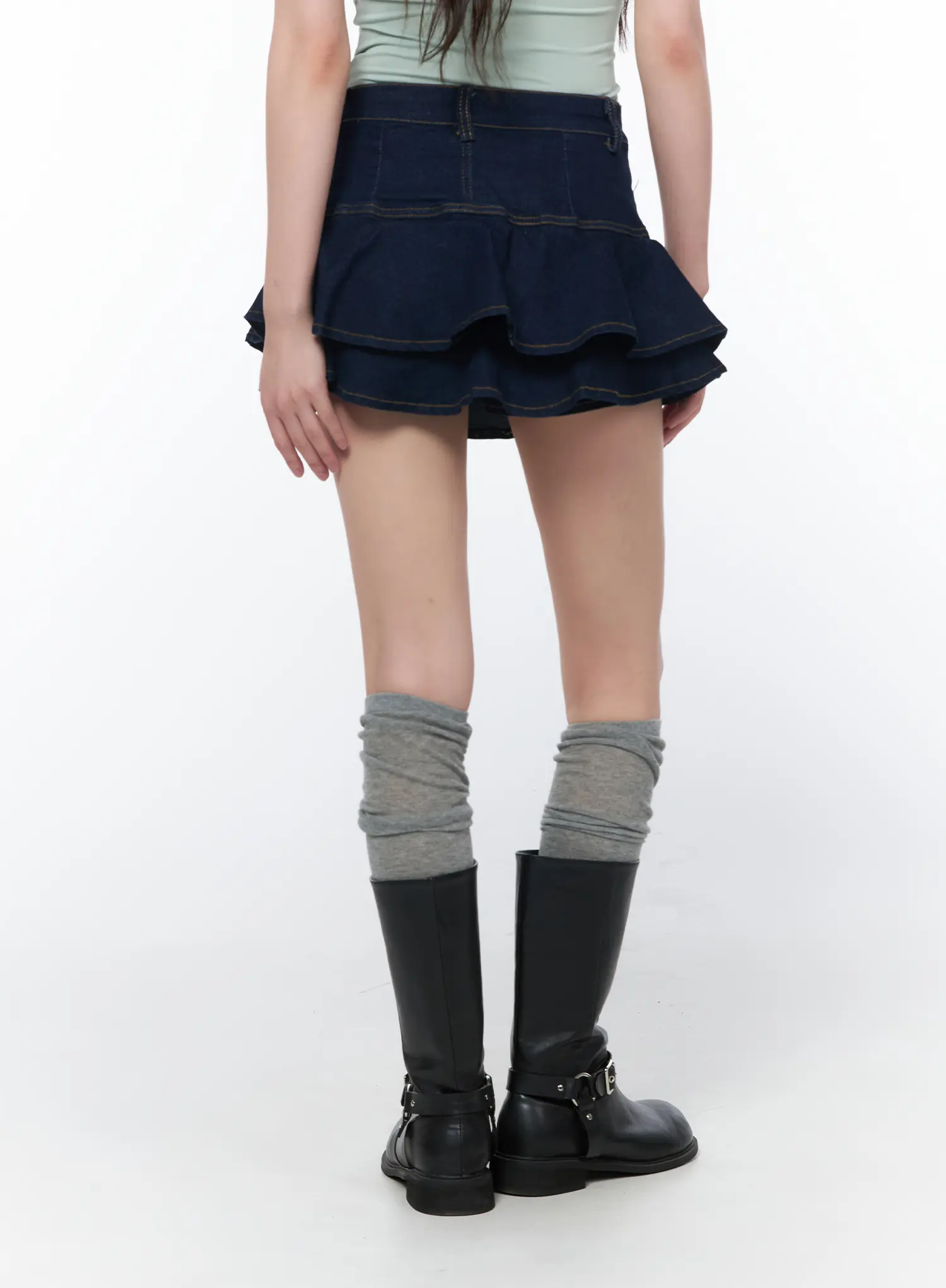 Ruffled Denim Mini Skirt CA530 - Image 6