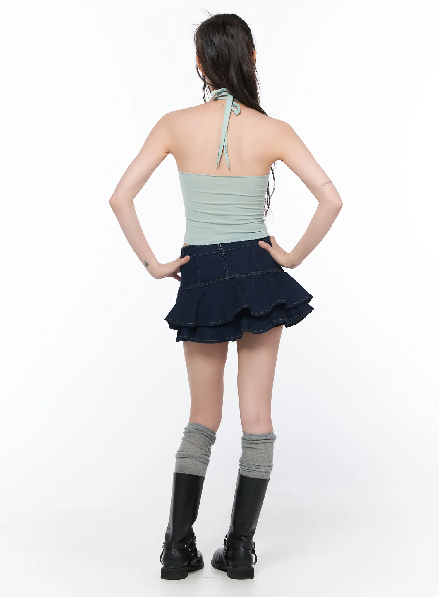 Ruffled Denim Mini Skirt CA530 - Image 7