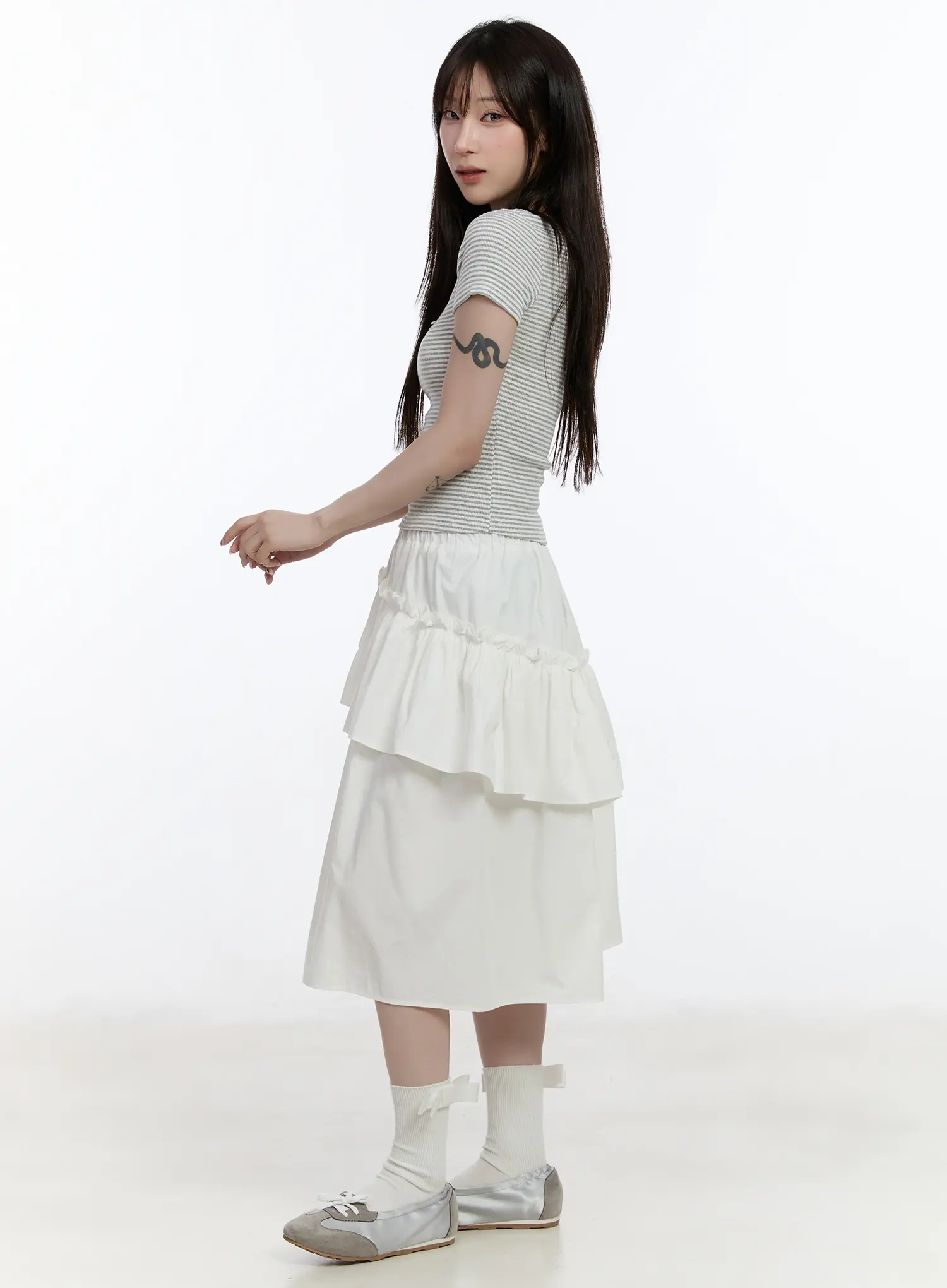Ruffled Tiered Midi Skirt CA503 - Image 5