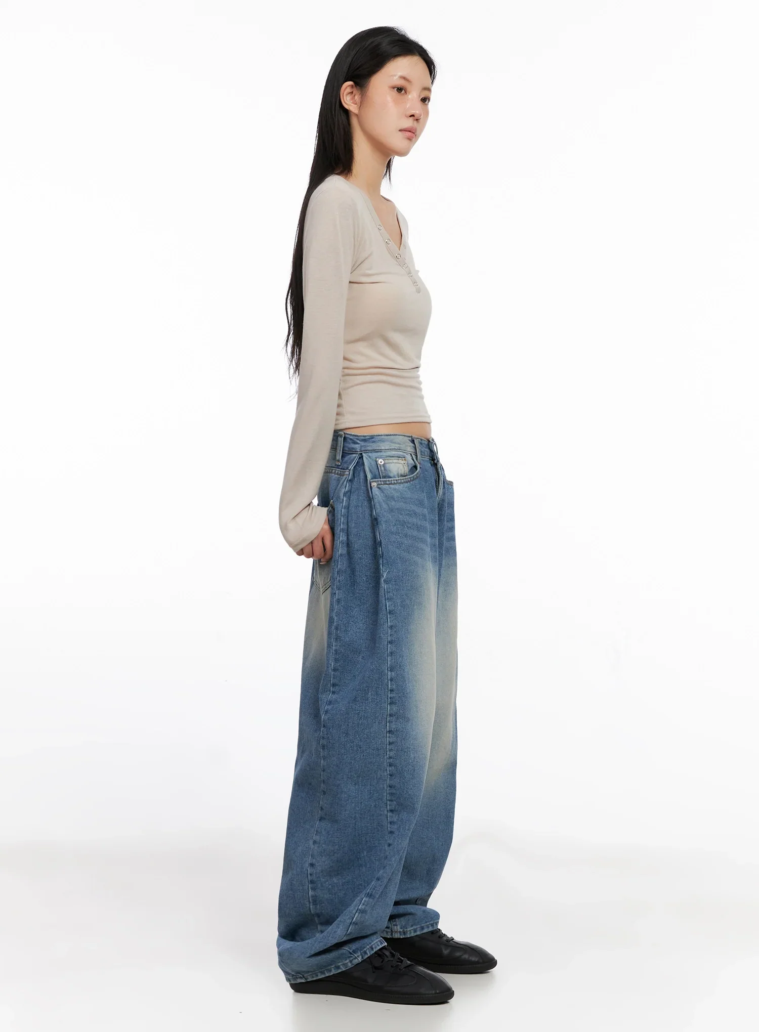 Ruthie Side Pleat Relaxed-Fit Jeans IS515 - Image 7