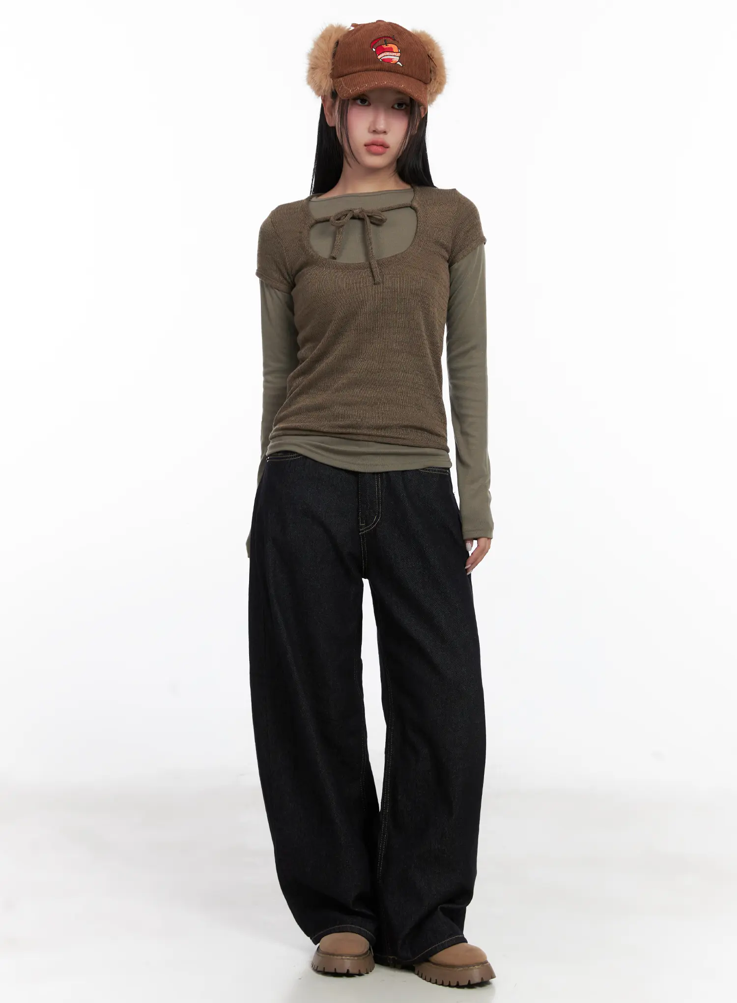 Samara Plaid Accent Wide Leg Jeans CD501 - Image 5