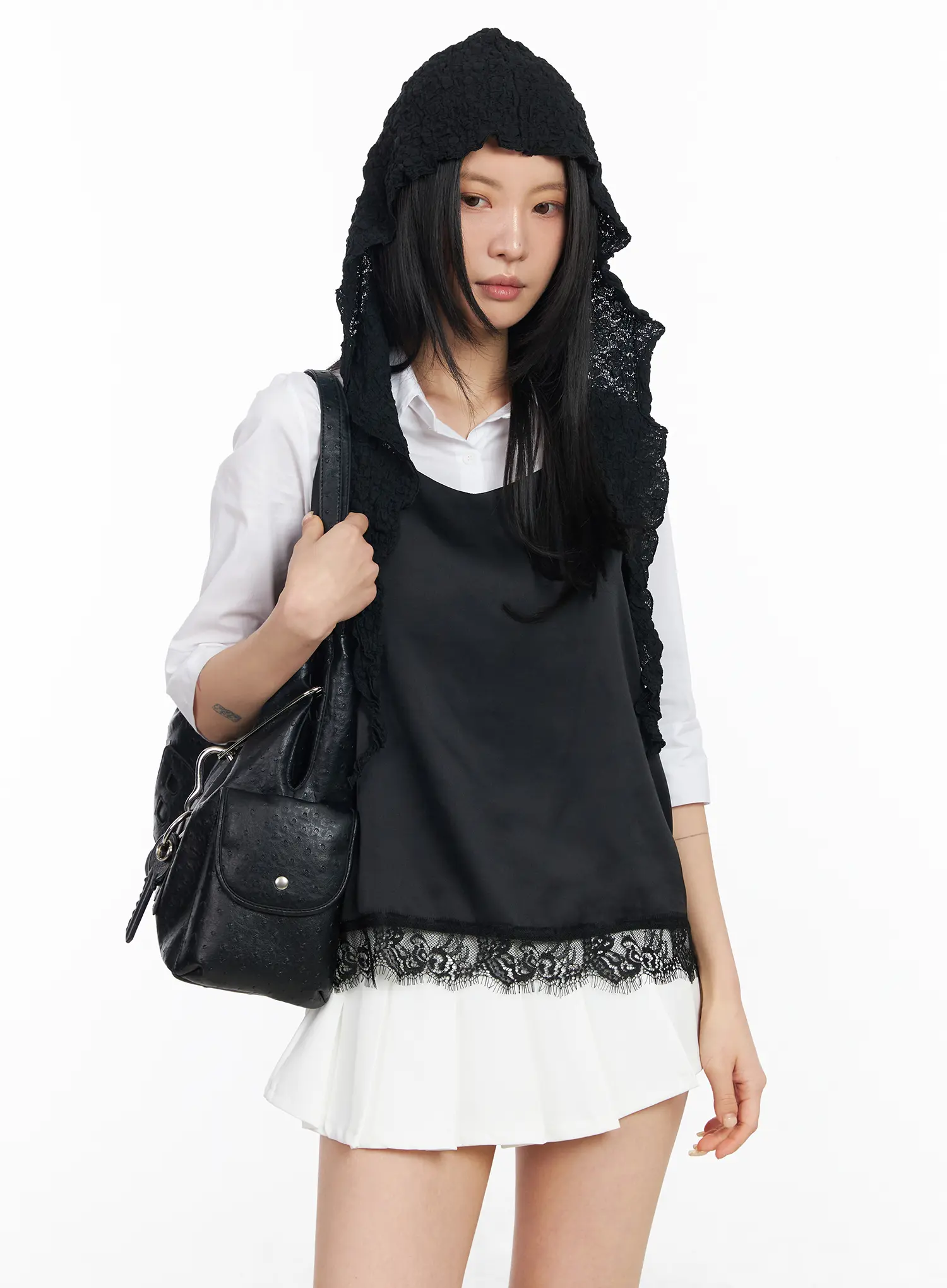 Satin Lace Sleeveless Top CM516