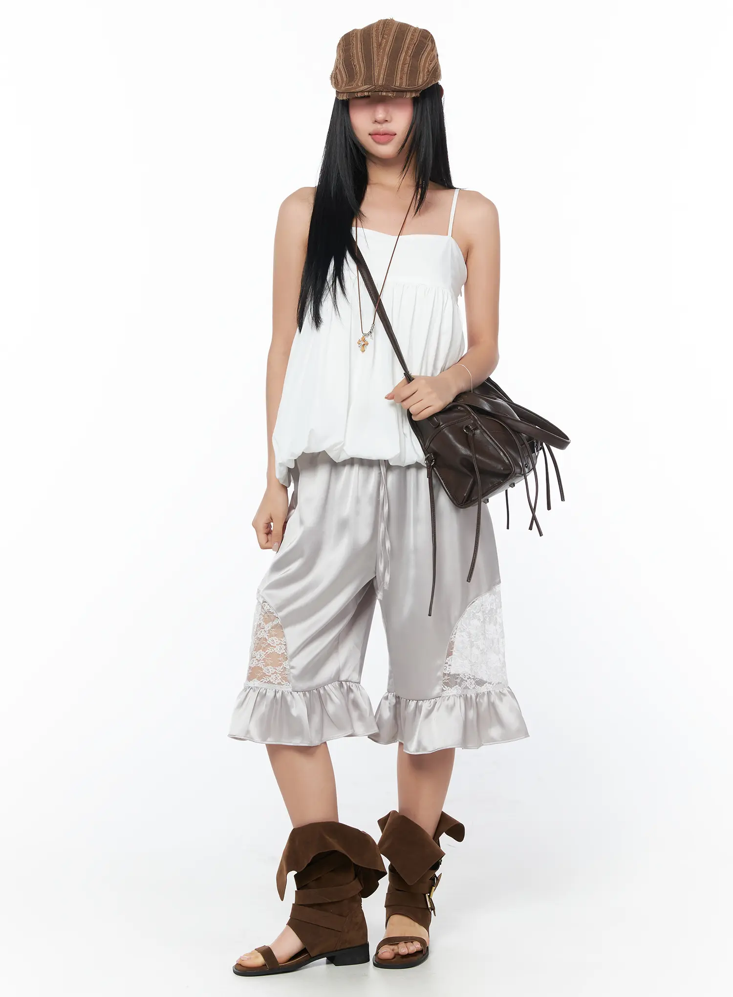 Satin Ruffle Lace Shorts CY512