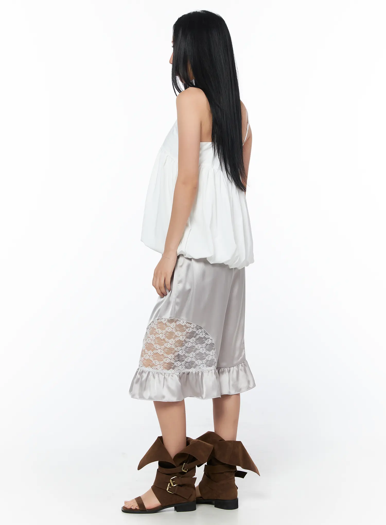Satin Ruffle Lace Shorts CY512 - Image 6