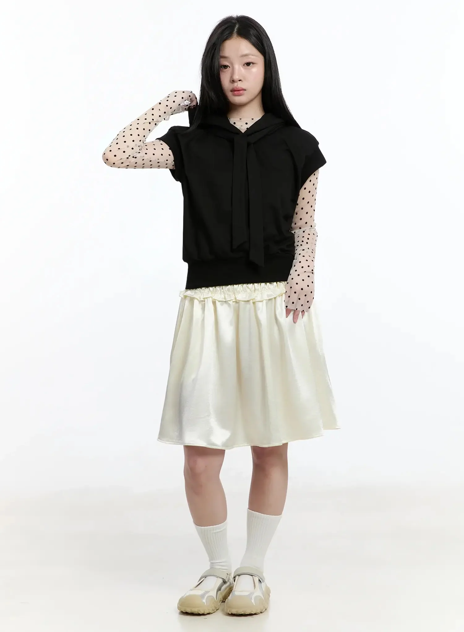 Satin Ruffle Midi Skirt IM519 - Image 3