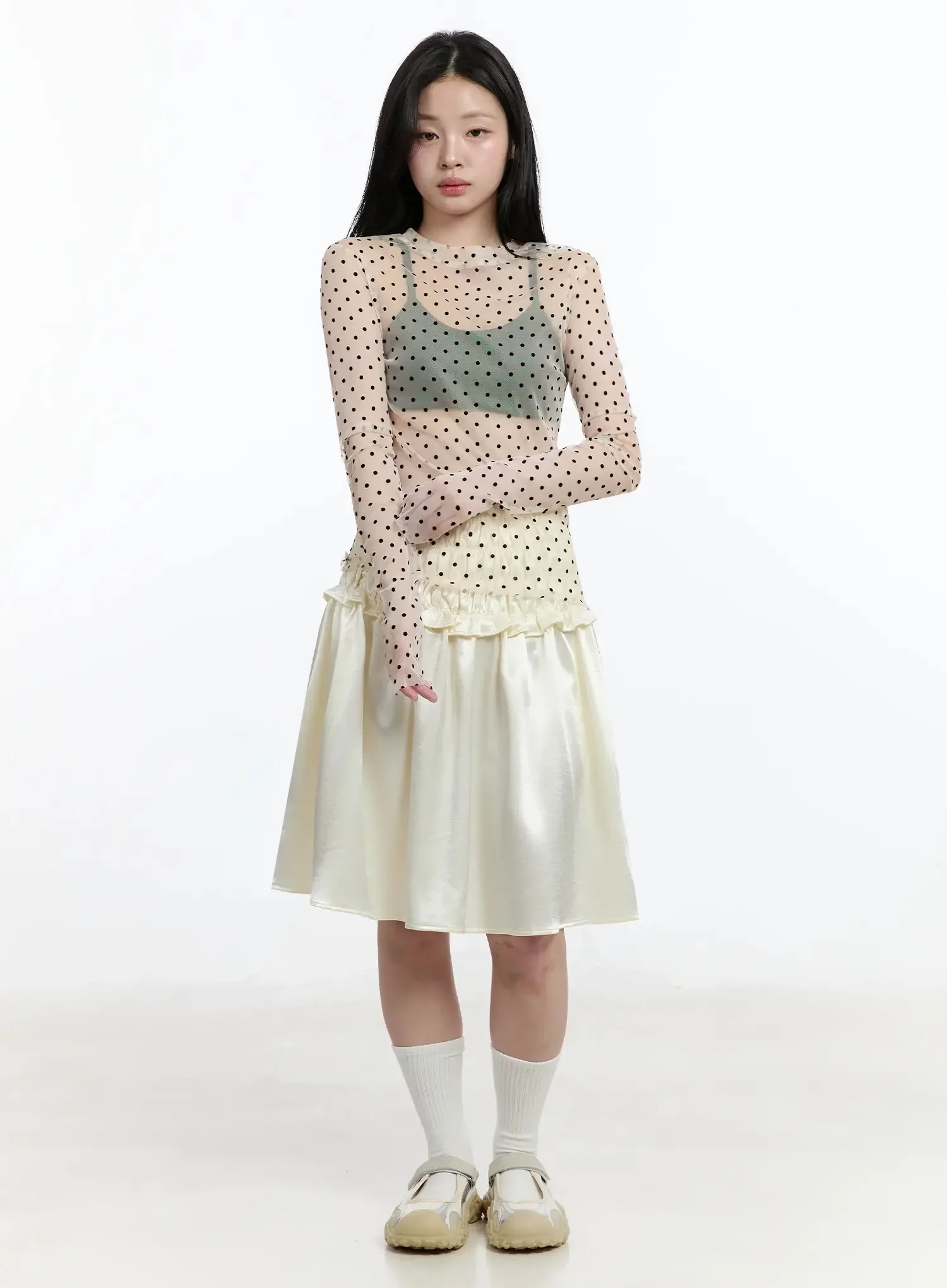 Satin Ruffle Midi Skirt IM519 - Image 6