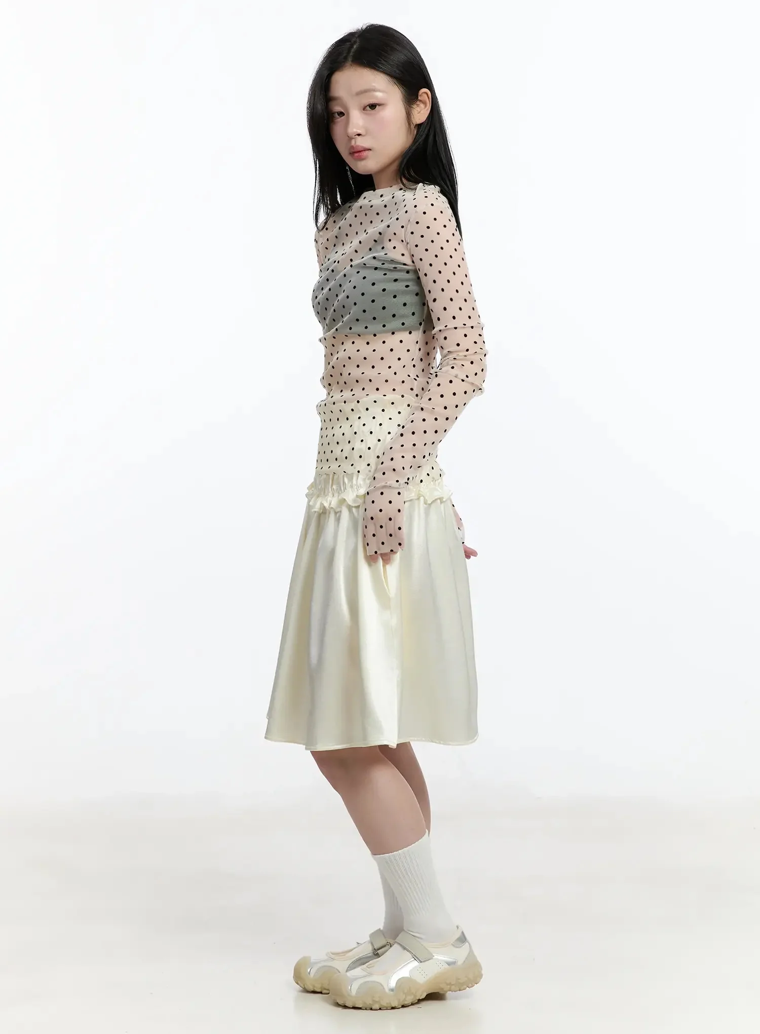 Satin Ruffle Midi Skirt IM519 - Image 7